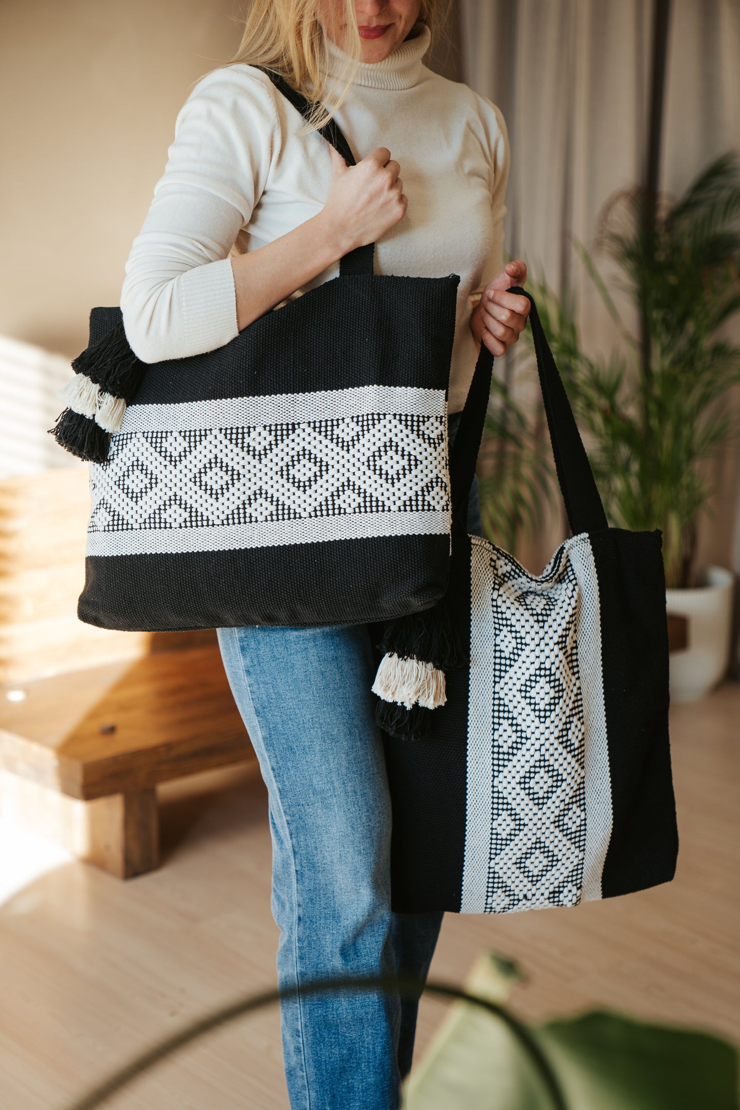 Mexican Bag Blanco & Negro horizontal